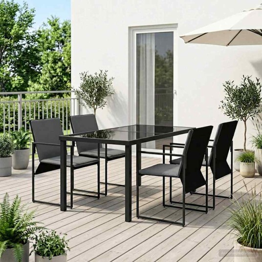 vidaXL Hage Spisegruppe 5 pcs Svart og Anthracite 140 x 70 x 73 cm