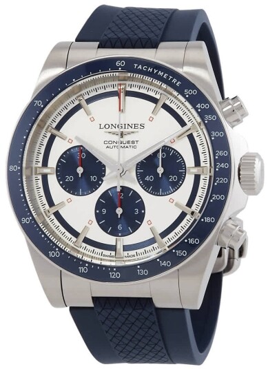 Longines Herreklokke L3.835.4.98.9 Conquest Sølvfarget/Gummi Ø42 mm Longines Herreklokke L3.835.4.98.9 Conquest Sølvfarget/Gummi Ø42 mm