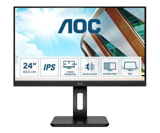 AOC Q24P2Q 23.8" QHD Gaming Skjerm IPS 75Hz Sort