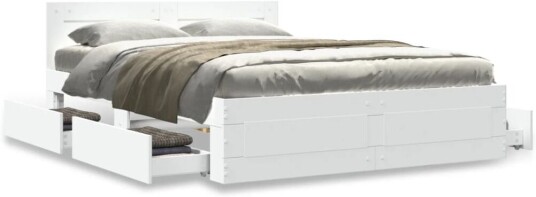 Sengeramme med hodegavl hvit 135x190 cm konstruert tre 8721102856013