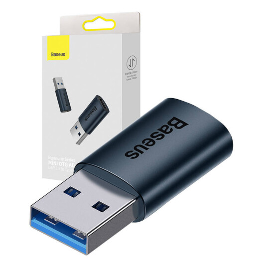 Baseus Ingenuity USB-A to USB-C adapter OTG (blue) USB-hub - USB 3.0 - 1 - Blå Baseus Ingenuity USB-A to USB-C adapter OTG (blue) USB-hub - USB 3.0 - 1 - Blå