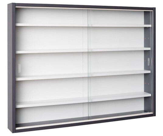Collecty vitrineskap 2 skyvedører i glass grå, hvit.