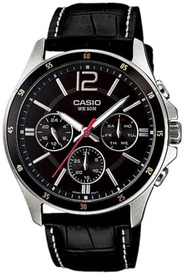 Casio Herreklokke MTP 1374L 1AVDF Classic Sort/Lær Ø43 mm