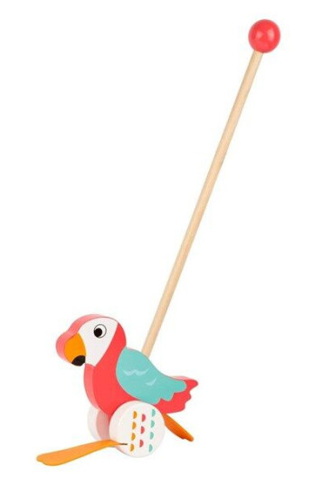 Small Foot Wooden Push Figure Parrot Lori with Stick