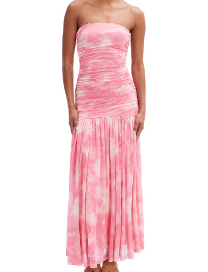 Bardot Solana Printed Mesh Maxi Dress - Pink - 34
