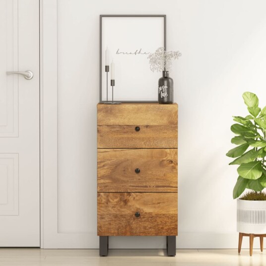 vidaXL Skjenk med 3 skuffer 40x33,5x75 cm heltre mango