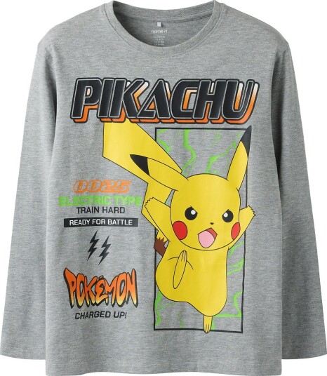 Name It Langermet Pokémon T-skjorte Grå Melange 116