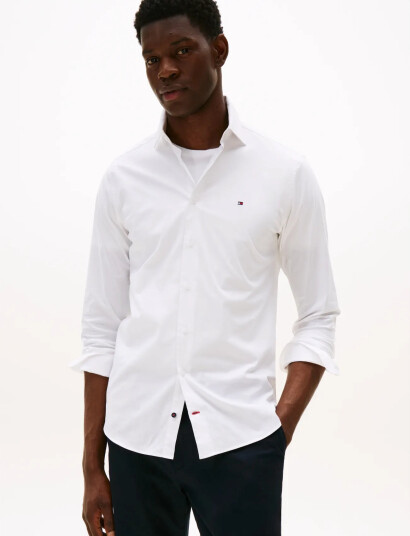 Tommy Hilfiger Cl - Stch Pop Ctrst Rf Shirt Jhn - White - R/38 Tommy Hilfiger Cl - Stch Pop Ctrst Rf Shirt Jhn - White - R/38