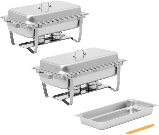 Royal Catering Chafing Dish sett med 2 GN 1/1 2 x 7.5 l 2 drivstoffbeholdere