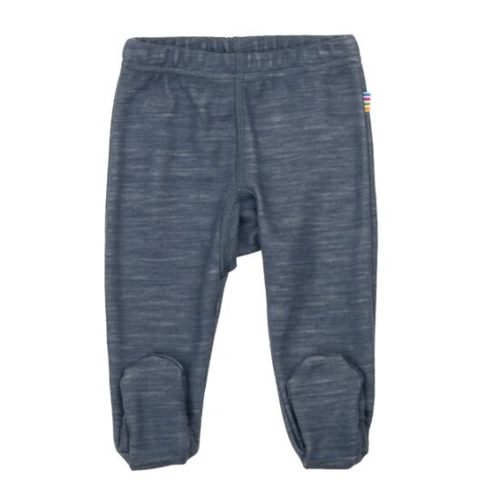 Joha Propeller ull/bambus leggings med fot ensfarget blå 50