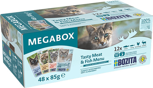 Bozita Katt Kattepose Sauce Megabox 48 x 85 g Våtfôr for Helse og Pels