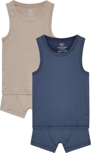 Copenhagen Colors Rib Jersey 2Pack Tank Top And Boxershorts   Blue   116