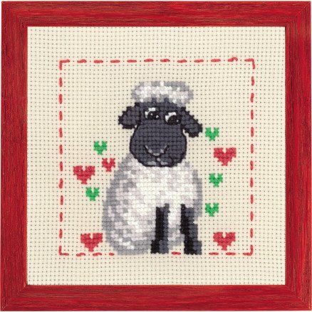 Permin Broderisett Aida til Barn Sau 19x19cm