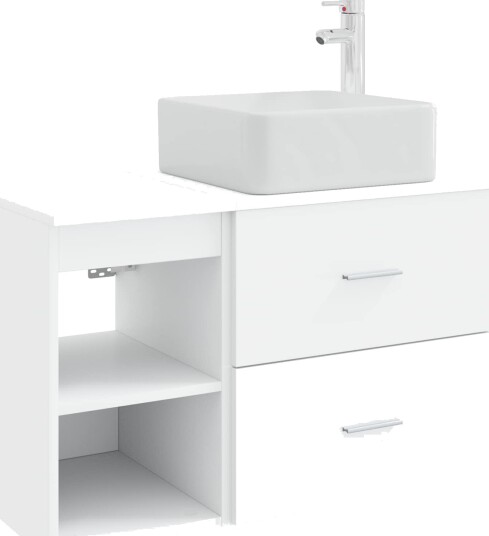 Baderomsinnredningssett 2 pcs Hvit Konstruert tre Baderomsinnredningssett 2 pcs Hvit Konstruert tre