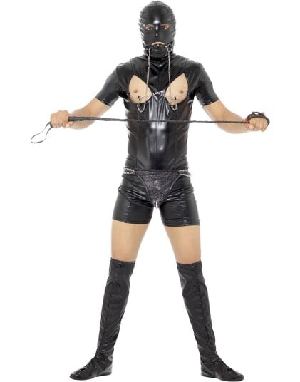 Svart Bondagekostyme til Herre 6 Deler Strl L Svart Bondagekostyme til Herre 6 Deler Strl L