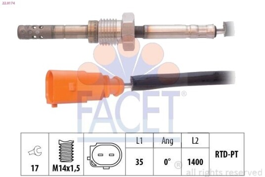 Sensor, eksostemperatur FACET 22.0174
