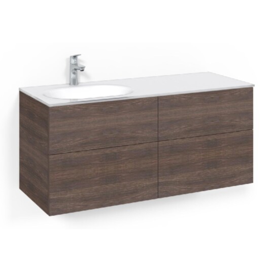 Macro Design Crown Servantskap 4-skuff - med Venstre Glasservant 120cm Brun ask / Plain/push-open Glass Edge Hvit Macro Design Crown Servantskap 4-skuff - med Venstre Glasservant 120cm Brun ask / Plain/push-open Glass Edge Hvit