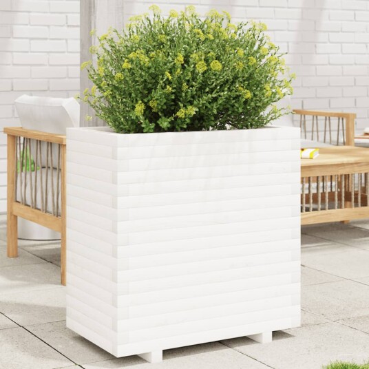 Plantekasse hvit 70x40x72,5 cm heltre furu