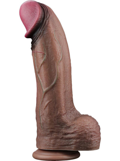 LoveToy: Dual-Layered Silicone XXL Cock, 33 cm, mørk LoveToy: Dual-Layered Silicone XXL Cock, 33 cm, mørk