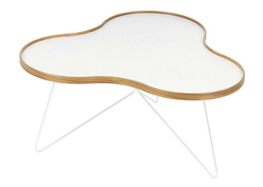 Swedese Flower bord 84 x 90 cm hvit, 45 cm, eikekant, hvitt stativ