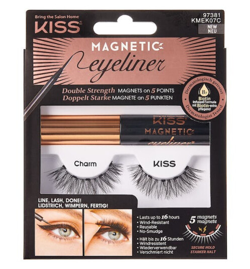 Kiss Magnetic Eyeliner Kit KMEK07C 1 par Falske øyevipper Kiss Magnetic Eyeliner Kit KMEK07C 1 par Falske øyevipper