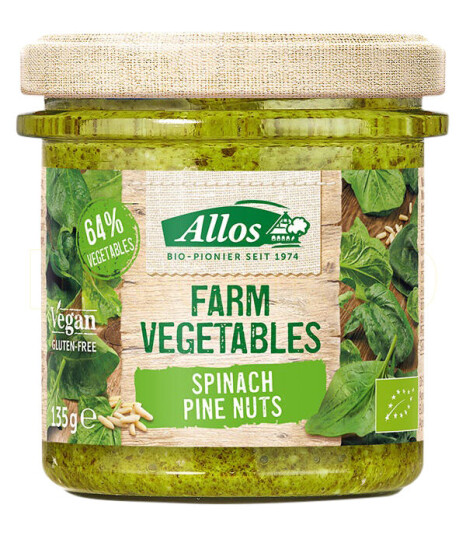 Allos Smørepålegg Spinat Og Pinjekjerner Farm Vegetables 135g Allos Smørepålegg Spinat Og Pinjekjerner Farm Vegetables 135g