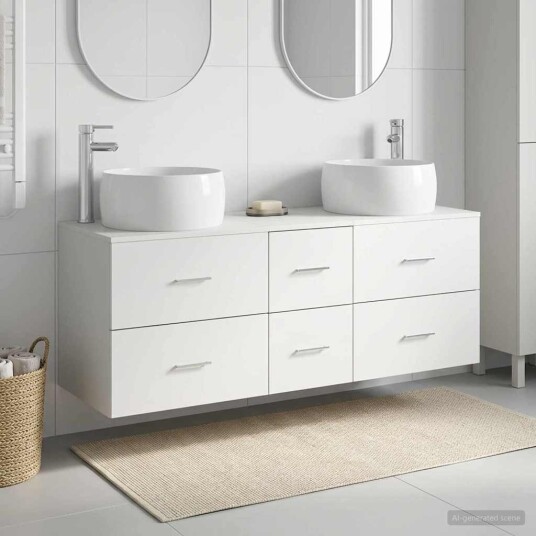 vidaXL Baderomsinnredningssett 3 stk. Hvit 49,5 x 44,5 x 66 cm vidaXL Baderomsinnredningssett 3 stk. Hvit 49,5 x 44,5 x 66 cm