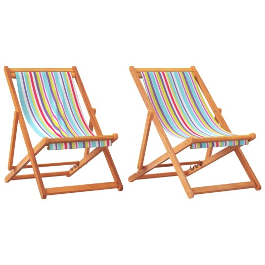 Sammenleggbare strandstoler 2 stk flerfarget stoff 3214494 Sammenleggbare strandstoler 2 stk flerfarget stoff 3214494