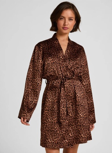 Hunkemöller Kimono Satin Leo Black XL/XXL Hunkemöller Kimono Satin Leo Black XL/XXL