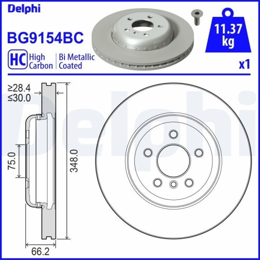 Bremseskive DELPHI BG9154BC Bremseskive DELPHI BG9154BC