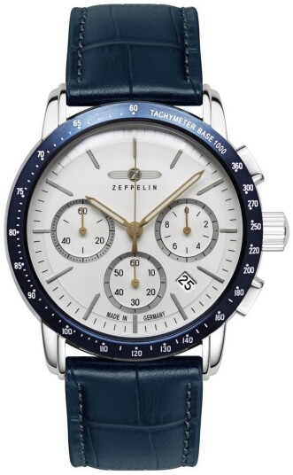Zeppelin Herreklokke 88781 New York Hvit/Lær Ø42 mm