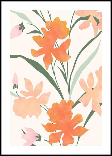 Floral Pattern With Abstract Colorful Flowers Plakat Plakat / 30x40cm
