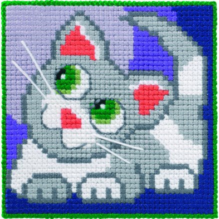 Permin Broderisett Barnestråkatt 25x25cm