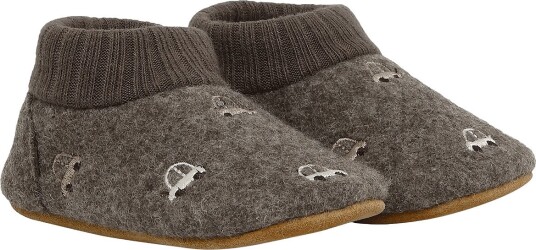 En Fant Wool Slippers W. Embroidery   WALNUT   21\22