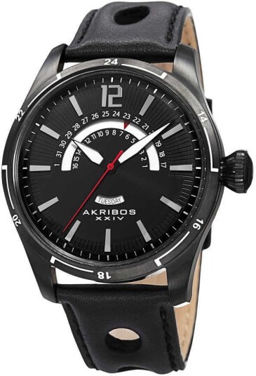 Akribos XXIV Herreklokke AK850BK Sort/Lær Ø46 mm Akribos XXIV Herreklokke AK850BK Sort/Lær Ø46 mm