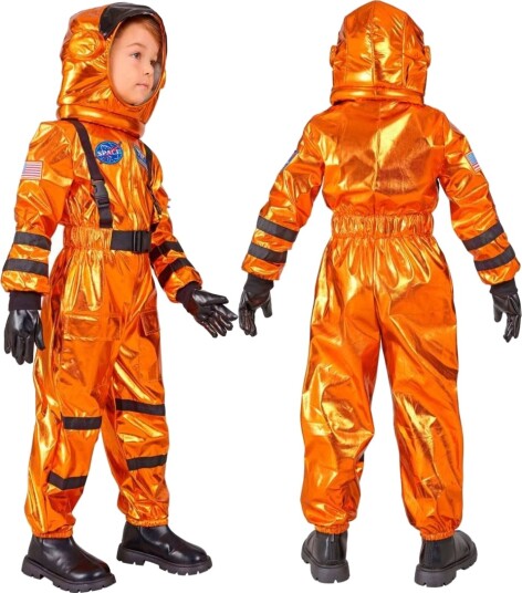 Orange Unisex Astronautkostyme til Barn - 8-10 ÅR
