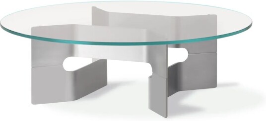 Fredericia JG sofabord Ø98 cm Glass børstet aluminium