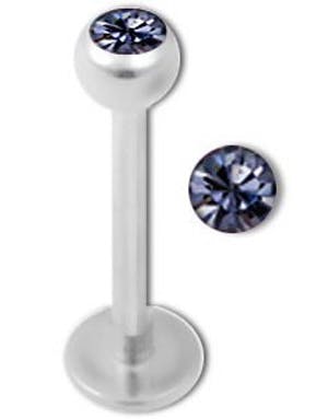 Aab Labret med Lilla Sten Strl 1.2 x 8 mm med 3 mm kule