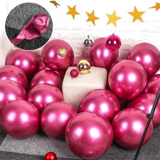 10x glanset perle oppblåsbar krom ballonger metallisk rød