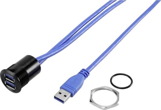 Tru Components Usb-22-Bk Innbyggingshylse Usb-A 3.0, 2X Usb 3.0