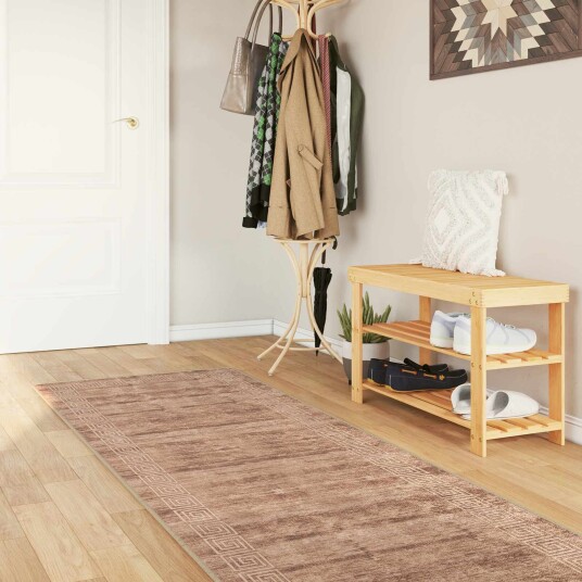 Teppe Runner MARSA Hvit 100 x 300 cm Polyester og PVC Teppe Runner MARSA Hvit 100 x 300 cm Polyester og PVC