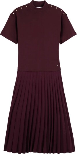 Tommy Hilfiger Gold Button High Nk S/S Dress Burgundy XS Tommy Hilfiger Gold Button High Nk S/S Dress Burgundy XS