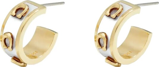 Coach Accessories Enamel Pegged C Hoop Gold ONE SIZE