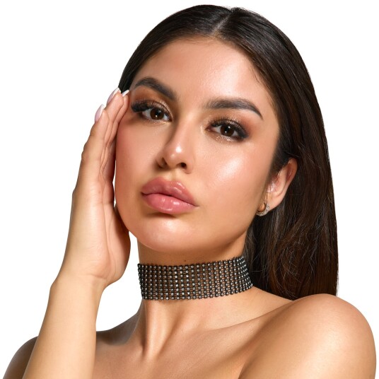 Cottelli ACCESSOIRES Choker med rhinestones Svart - Sølv