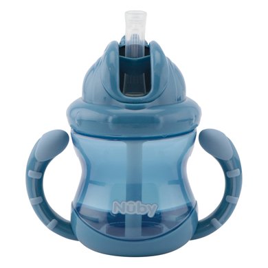 No-Spill Nûby sugerørkopp med håndtak Flip-It 240 ml fra 12 måneder i blå No-Spill Nûby sugerørkopp med håndtak Flip-It 240 ml fra 12 måneder i blå