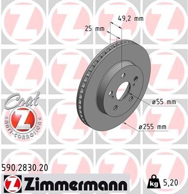 Bremseskive ZIMMERMANN 590.2830.20