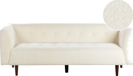 3 sitssoffa Beliani Byske Beige mörkt trä White Hvit
