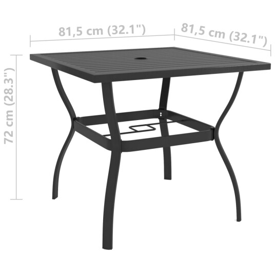 vidaXL Hagebord antrasitt 81,5x81,5x72 cm stål