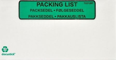 Følgeseddellomme Papir C65 Med Tryk 1000 Pakke