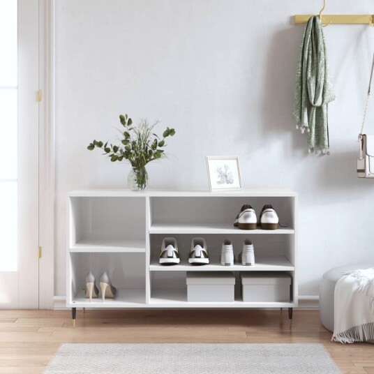 Skoskap høyglans hvit 102x36x60 cm konstruert tre 8721012114456 Skoskap høyglans hvit 102x36x60 cm konstruert tre 8721012114456